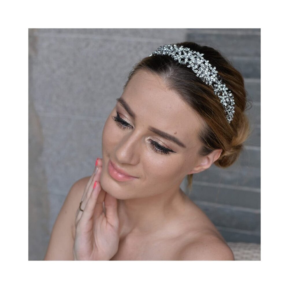 Women's Crystal Flower Hair Band Elegant Wedding Party Accessory